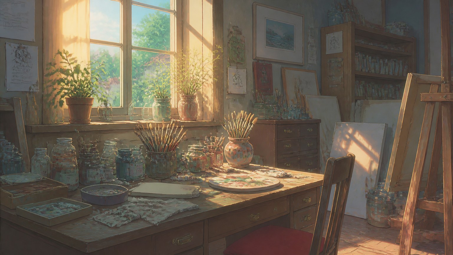 Sunlit Seaside Cel Animation style example