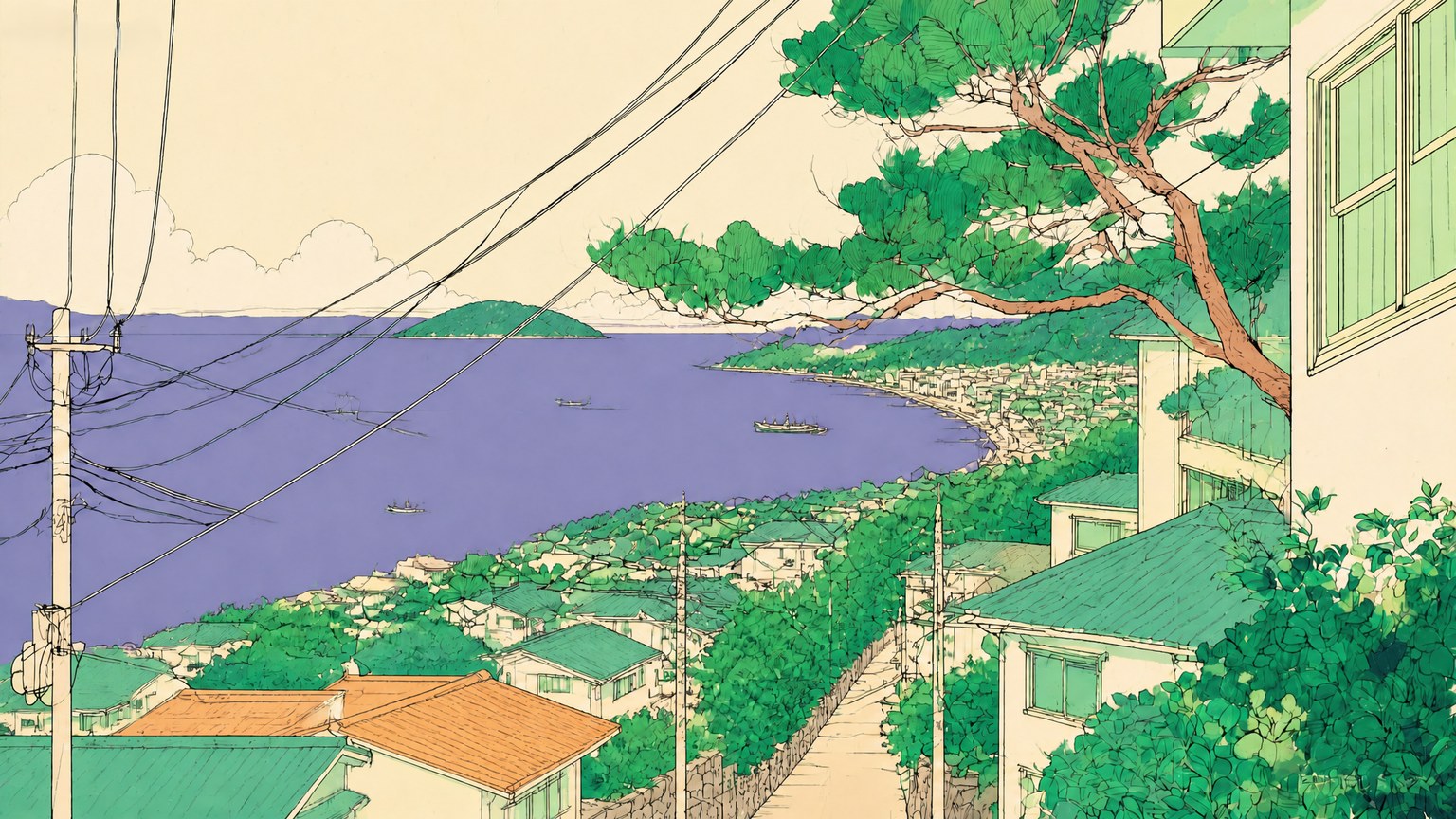 Painterly Anime purple and green style example