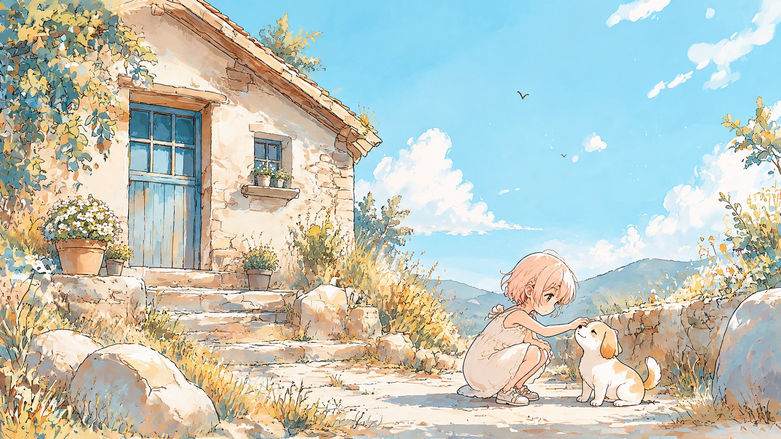 Airy Watercolour Anime Illustration style example
