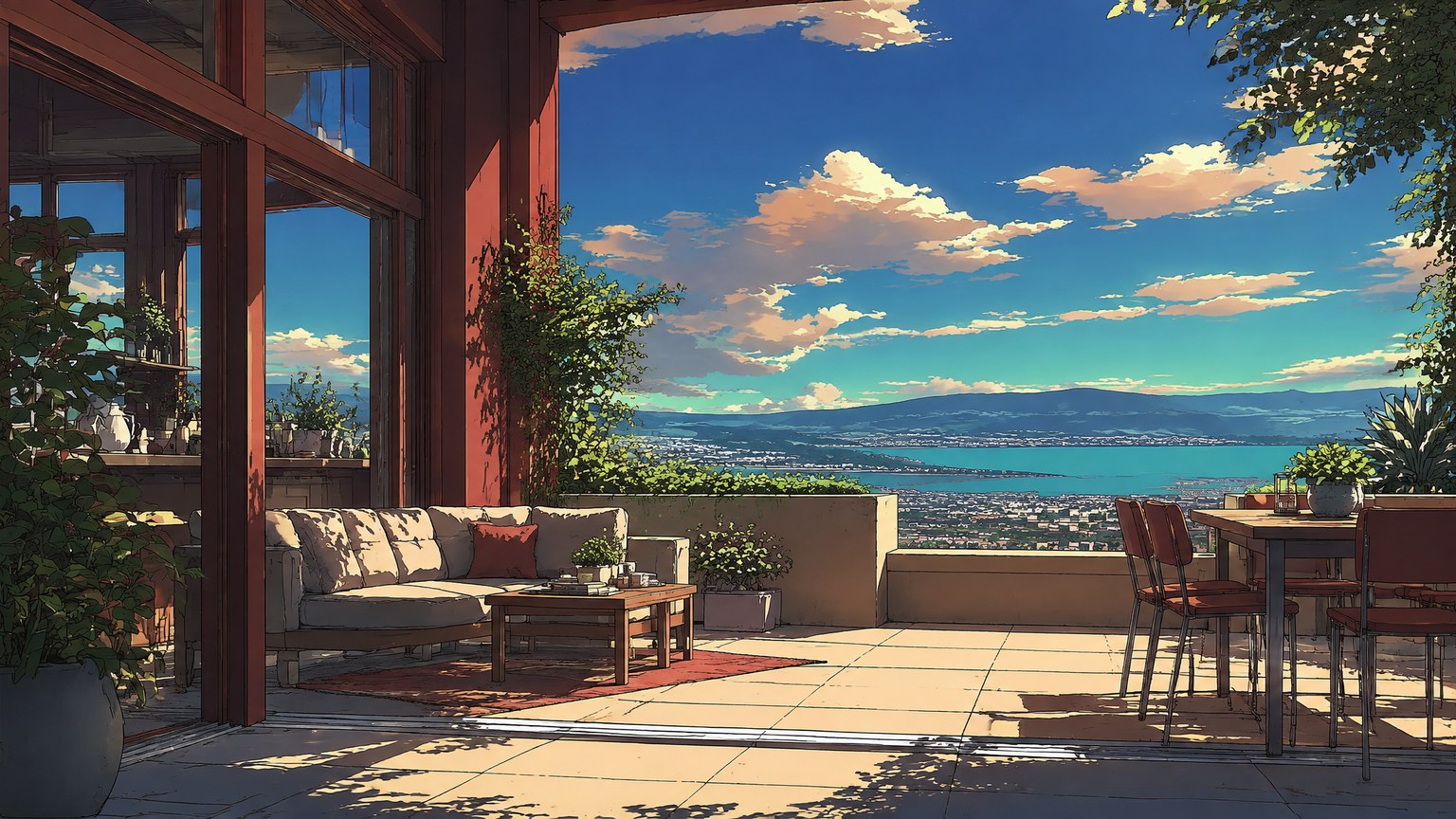 Golden Hour Coral Sky Anime style example