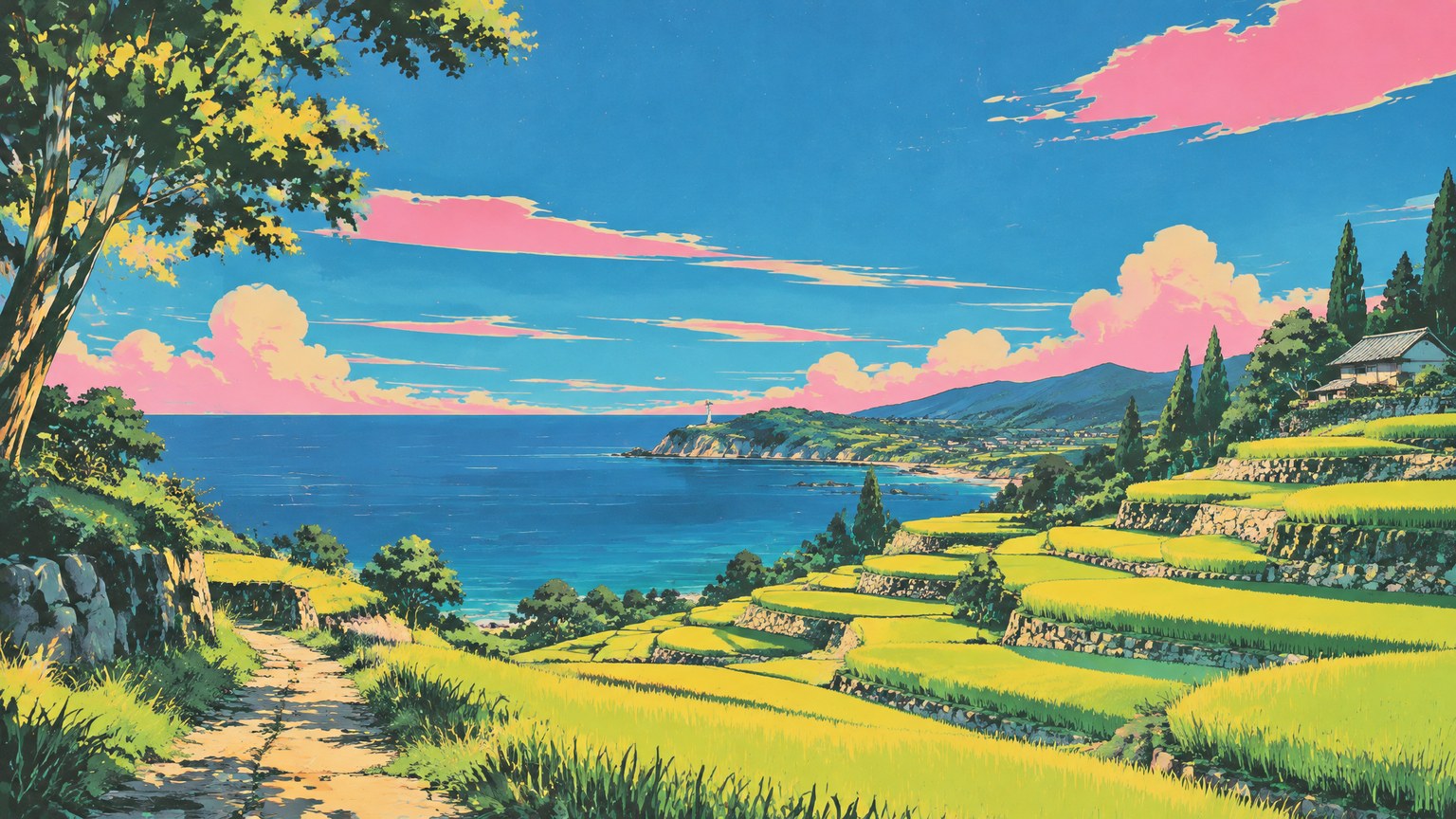 Retro-futuristic Anime Illustration style example