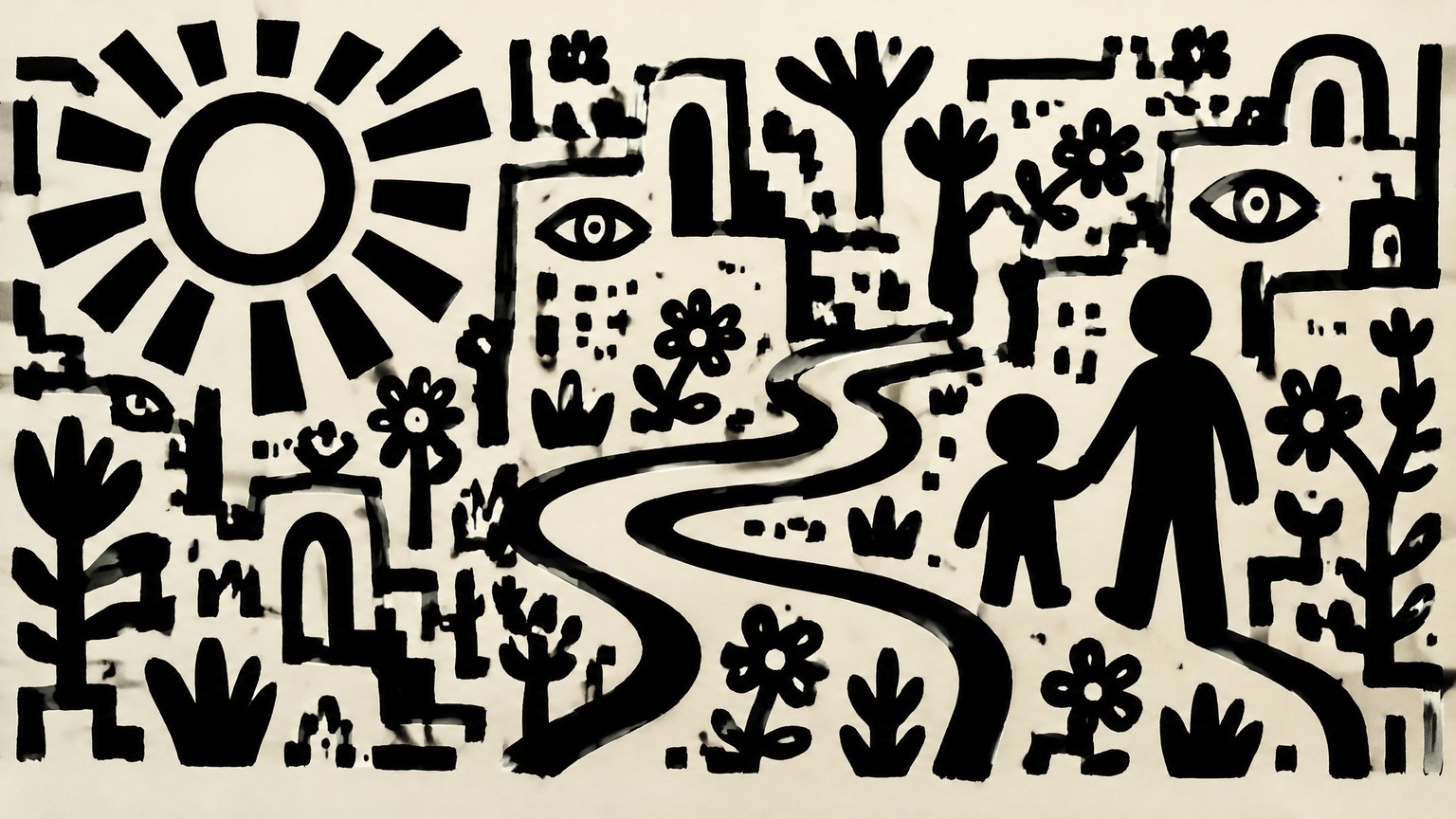 Brush Ink on Cream style example