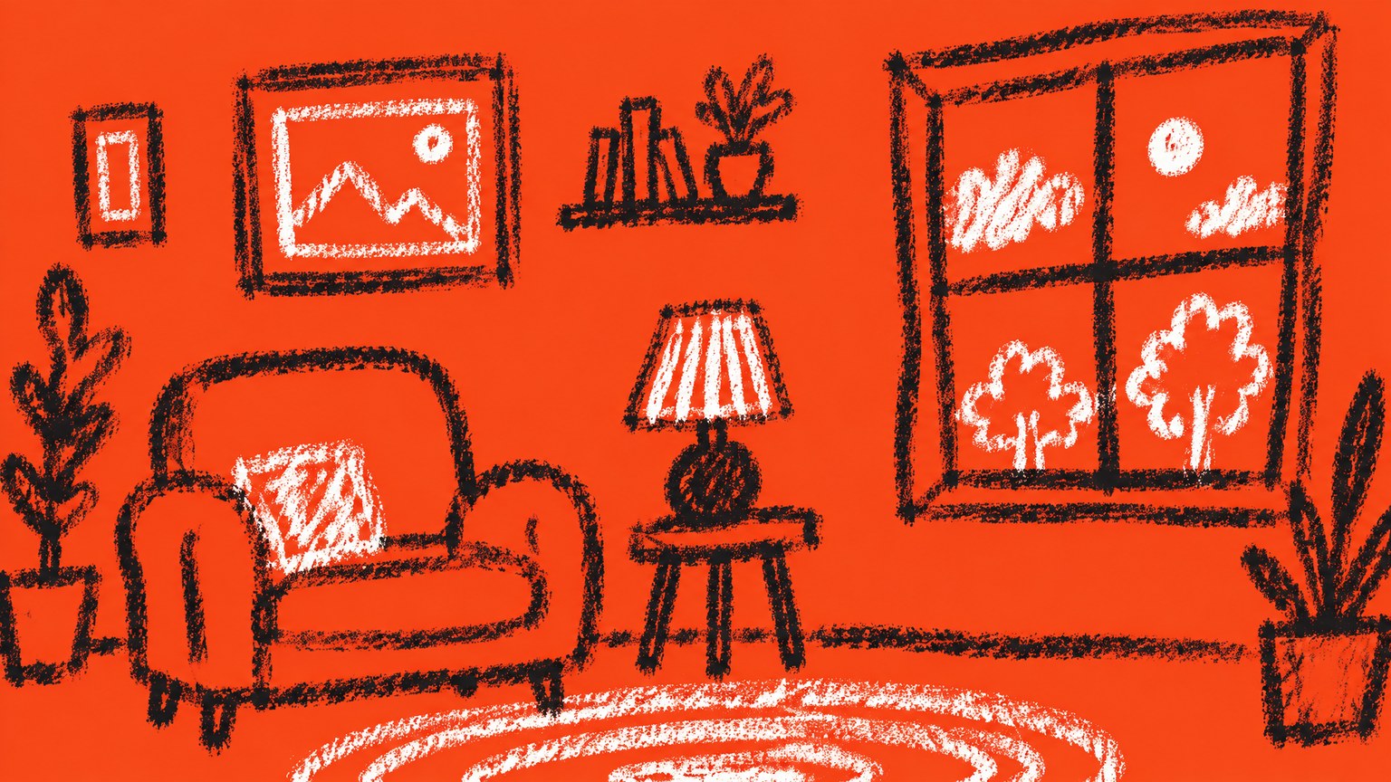 Orange Field Crayon Sketch style example