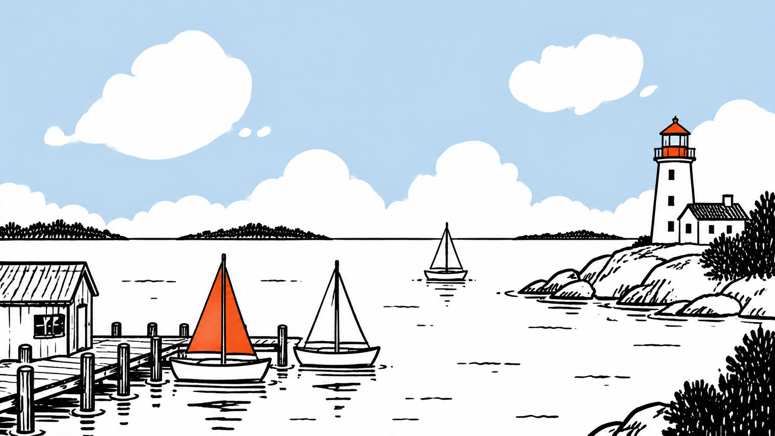 Orange Accent Line Drawing style example